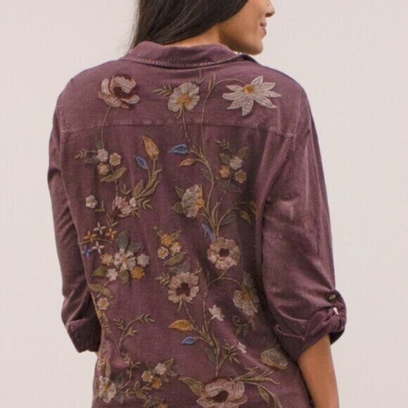 Caite Anthropologie Embroidered Floral Boho Junia Top - Picture 1 of 5